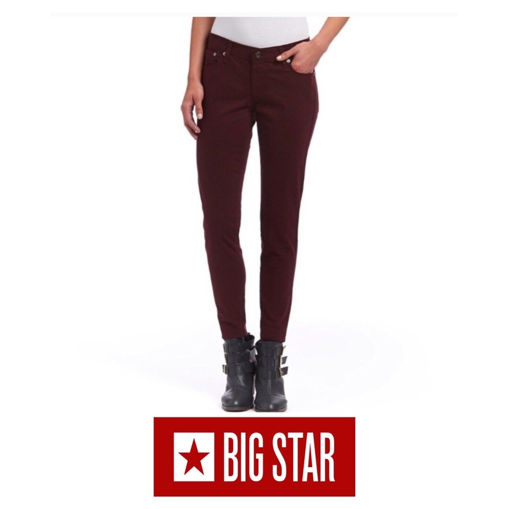 Big Star Alex Mid Rise Skinny Jeans Burgundy